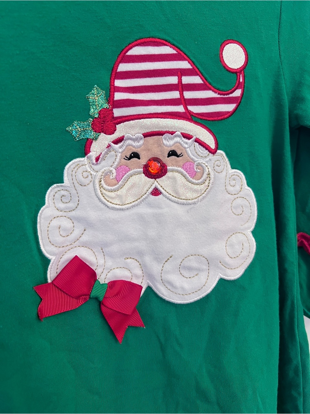 Rare Editions Girls Christmas Santa Applique Tunic & Ruffled Legging Set size 5 - Picture 2 of 12